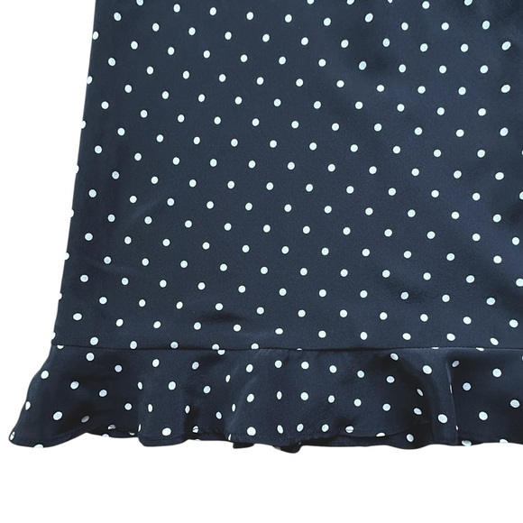 ANN TAYLOR NWOT SILK BLACK & WHITE POLKA DOT RUFFLE HEM SKIRT | LINED SIZE: 14 - Picture 4 of 8